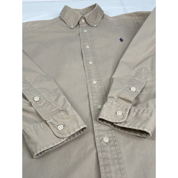 Vintage 90s Ralph Lauren Blake Shirt Mens L Tan Long Sleeve Oxford Button Preppy - Picture 11 of 16